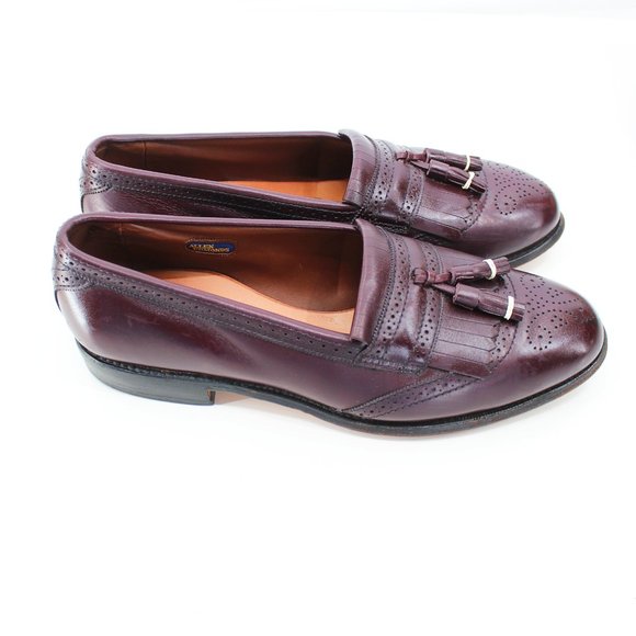 Allen Edmonds Bridgeton Loafers Burgundy Brogue Leather Kiltie Tassel Men's 9.5 - Picture 5 of 9